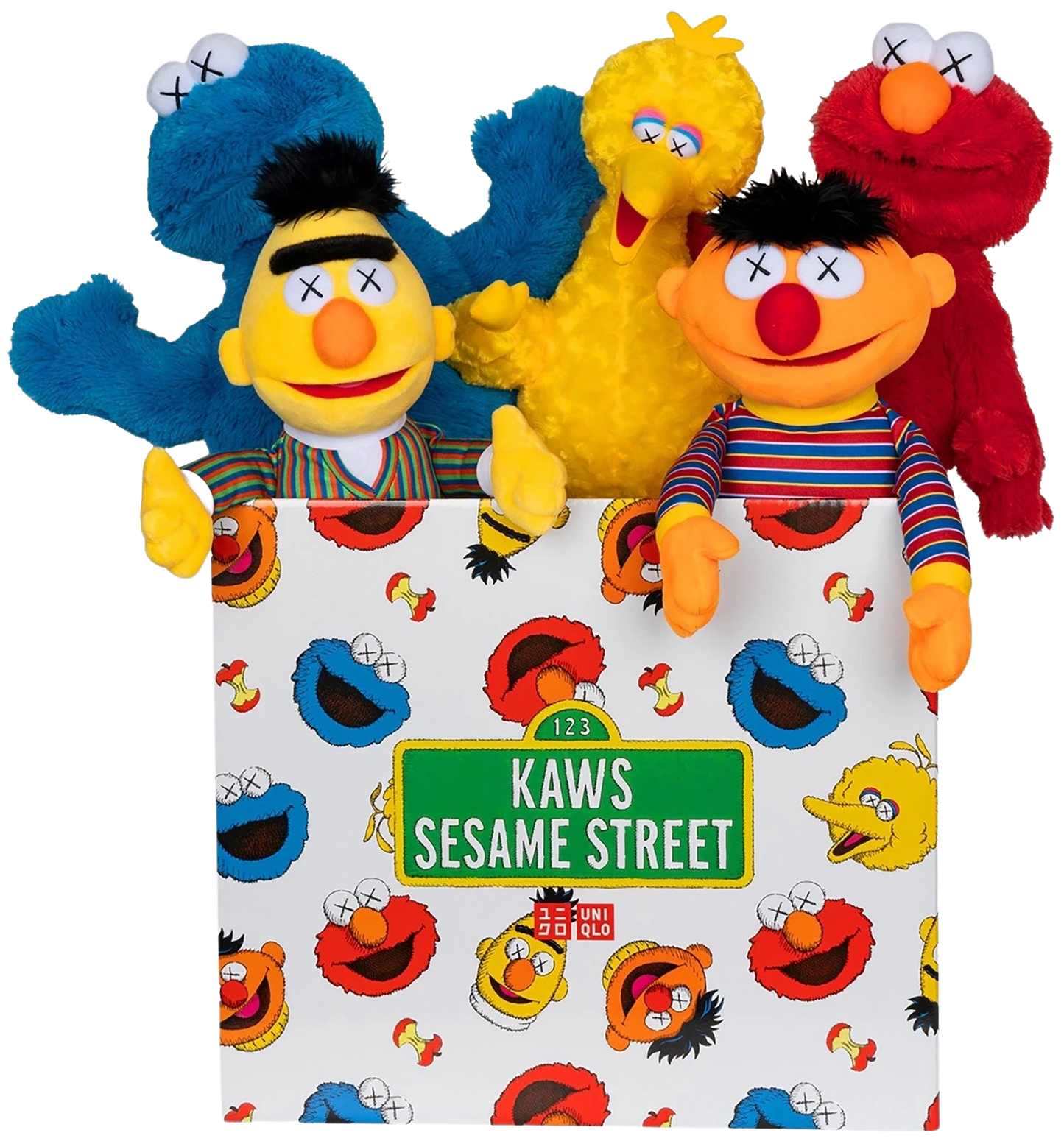 Kaws x UNIQLO Sesame Street Plush Doll Complete Box LIMITED